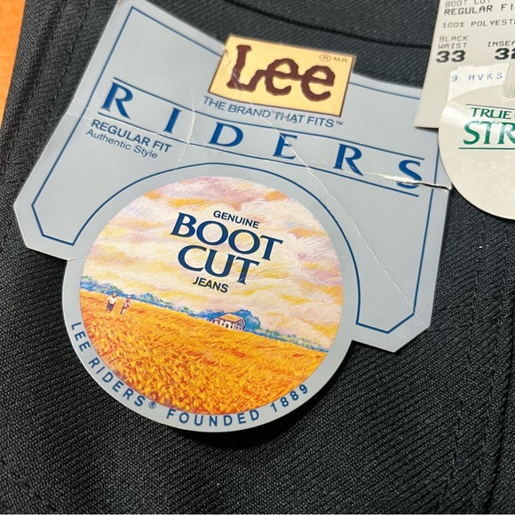 Vintage LEE Riders Black Polyester Boot JEANS Deadstock USA Made Size 33x32 NOS - Picture 2 of 8